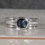 18Carat White Gold 1.75ct AAA Sapphire Solitaire w/ 0.06ct Diamond Accents Ring (Size N) 7x7.5mm Head - Image 8