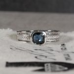 18Carat White Gold 1.75ct AAA Sapphire Solitaire w/ 0.06ct Diamond Accents Ring (Size N) 7x7.5mm Head - Image 13