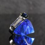 18Carat White Gold 1.75ct AAA Sapphire Solitaire w/ 0.06ct Diamond Accents Ring (Size N) 7x7.5mm Head - Image 18