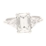 18Carat White Gold 2.01ct Diamond Solitaire w/ 1.50ct Accents Ring (Size J 1/2) 6x8mm Head