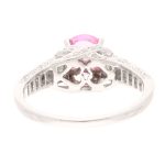 18Carat White Gold Pink Sapphire Solitaire w/ Diamond Accents Ring (Size K 1/2) 5x6mm Head - Image 4