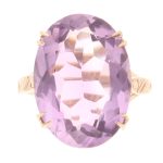 9Carat Yellow Gold Amethyst Solitaire Ring (Size J) 13x18mm Head