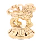9Carat Yellow Gold Bloodstone Lion Fob Pendant (18x21mm) - Image 3