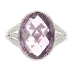 Sterling Silver Amethyst Solitaire Ring (Size P) 11.5x15mm Head