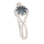 14Carat White Gold 0.39tcw Blue & White Diamond Cluster Ring (Size N 1/2) 8.5mm Widest - Image 3