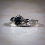 14Carat White Gold 0.39tcw Blue & White Diamond Cluster Ring (Size N 1/2) 8.5mm Widest - Image 2