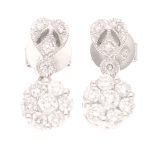 18Carat White Gold 0.67ct Diamond Cluster Drop Stud Earrings (6.5x14mm)