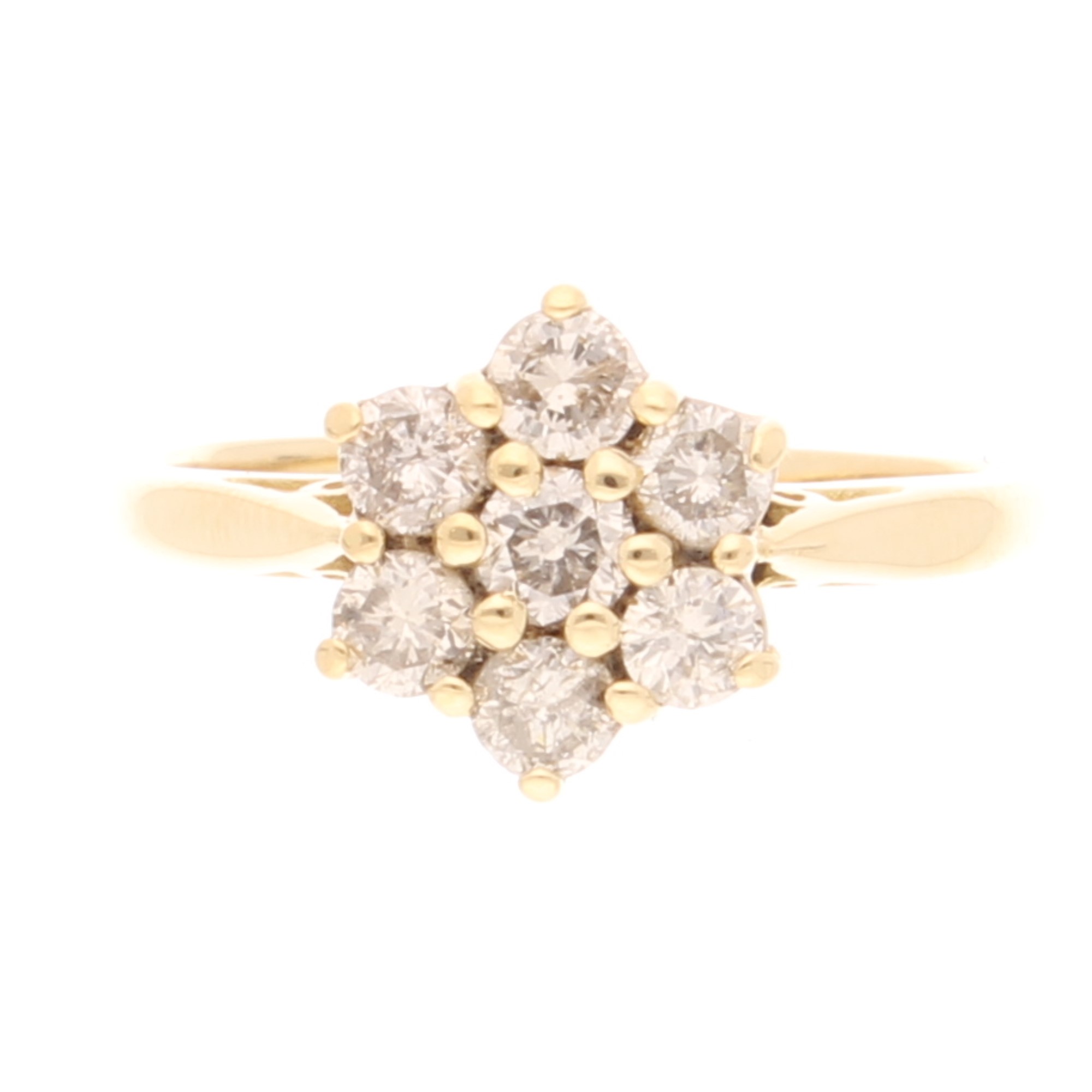 18Carat Yellow Gold 0.75ct Diamond Cluster Ring (Size N 12) 9x10mm (1) 18Carat Yellow Gold 0.75ct Diamond Cluster Ring (Size N 1/2) 9x10mm - Image 1