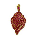 18Carat Yellow Gold 10.00ct Ruby Cluster Pendant