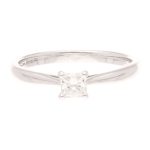 9Carat White Gold 0.20ct Princess Cut Diamond Solitaire Ring (Size I 1/2) 3x3mm Head