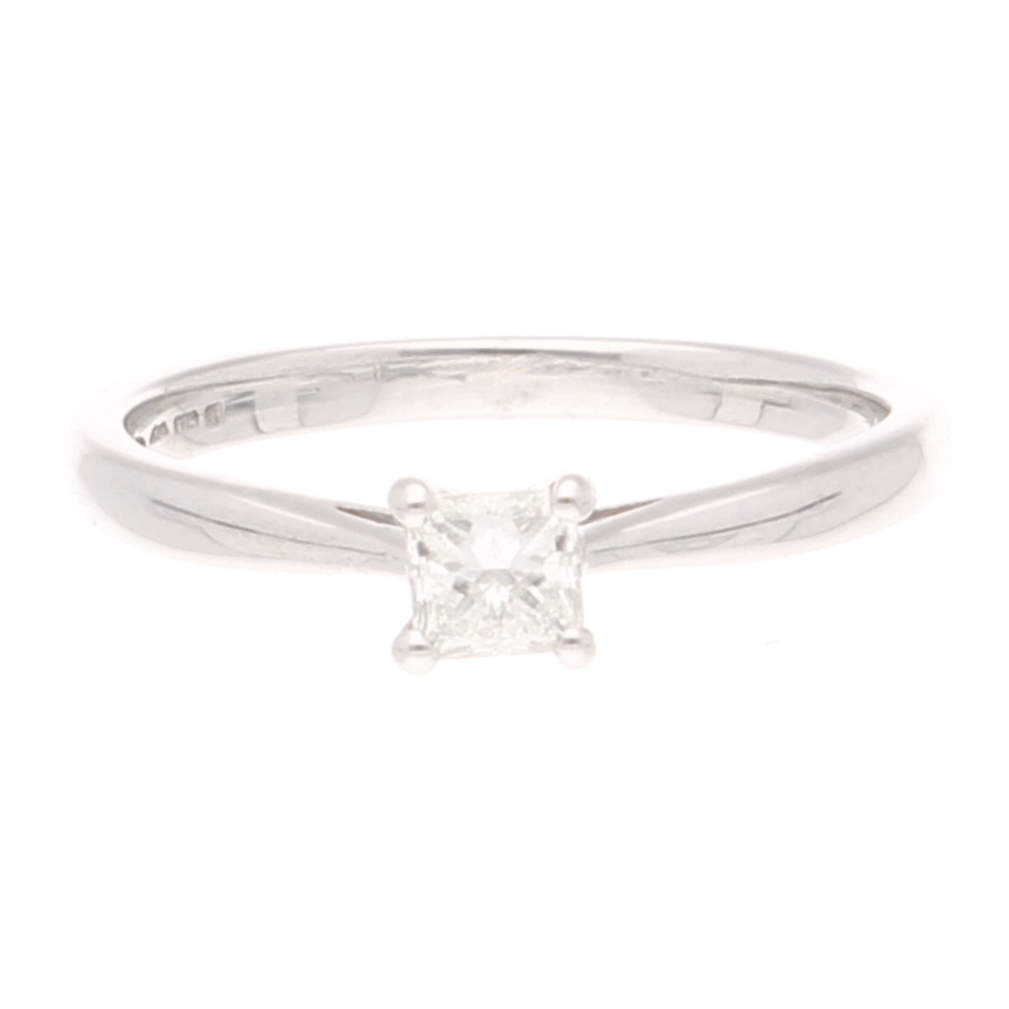 9Carat White Gold 0.20ct Princess Cut Diamond Solitaire Ring (Size I 12) 3x3mm Head (1) 9Carat White Gold 0.20ct Princess Cut Diamond Solitaire Ring (Size I 1/2) 3x3mm Head - Image 1