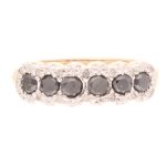 9Carat Yellow Gold 0.50ct Black & White Diamond Fancy Eternity Ring (Size P) 6mm Wide