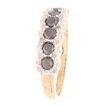 9Carat Yellow Gold 0.50ct Black & White Diamond Fancy Eternity Ring (Size P) 6mm Wide - Image 3