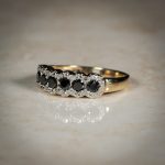9Carat Yellow Gold 0.50ct Black & White Diamond Fancy Eternity Ring (Size P) 6mm Wide - Image 2