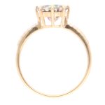 9Carat Yellow Gold Mystic Topaz Solitaire w/ Diamond Accents Ring (Size N) 8mm Head - Image 4