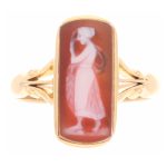 Antique 18Carat Yellow Gold Cameo Ring (Size O 1/2) 7x16mm Head