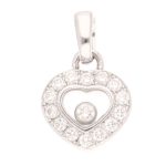 Chopard Geneve 18Carat White Gold Happy Hearts 0.29ct Diamond Pendant (10.5x9.5mm) - With Cert