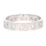 GUCCI 18Carat White Gold Diamond Band (Size M) 4mm Wide