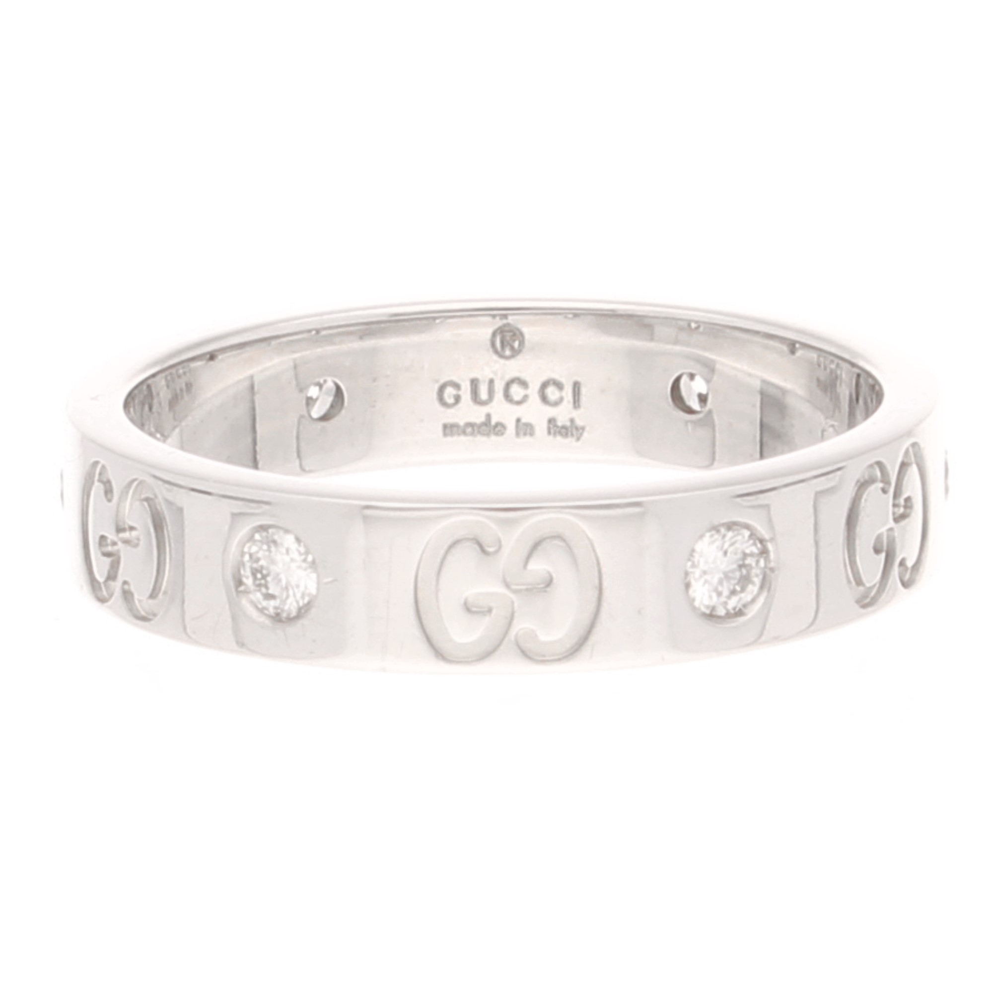 GUCCI 18Carat White Gold Diamond Band (Size M) 4mm Wide (1) GUCCI 18Carat White Gold Diamond Band (Size M) 4mm Wide - Image 1