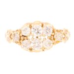 Vintage 18Carat Yellow Gold 0.70ct Diamond Cluster Ring (Size P) 9.5mm Widest