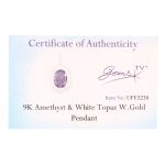 9Carat White Gold Amethyst & White Topaz Pendant (19x22.5mm) - Image 5