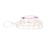 9Carat White Gold Amethyst & White Topaz Pendant (19x22.5mm) - Image 3