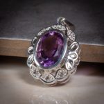 9Carat White Gold Amethyst & White Topaz Pendant (19x22.5mm) - Image 2