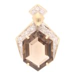 9Carat Yellow Gold Smoky Quartz & White Topaz Pendant (19x29mm)