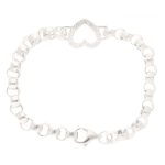 New! Sterling Silver 7.75" Simulated Diamond Heart Patterned Belcher Bracelet (5.5mm Wide & 14x16mm) - Image 4