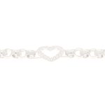 New! Sterling Silver 7.75" Simulated Diamond Heart Patterned Belcher Bracelet (5.5mm Wide & 14x16mm) - Image 3