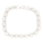 New! Sterling Silver 9.25" Simulated Diamond Belcher Bracelet (9.5mm Wide)