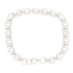 New! Sterling Silver 9.25" Simulated Diamond Belcher Bracelet (9.5mm Wide) - Image 5