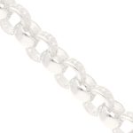 New! Sterling Silver 9.25" Simulated Diamond Belcher Bracelet (9.5mm Wide) - Image 3