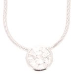 18Carat White Gold 1.00ct Diamond Pendant (8mm Diameter) w/ 9Carat White Gold 18.25" Snake Chain (1mm Wide)