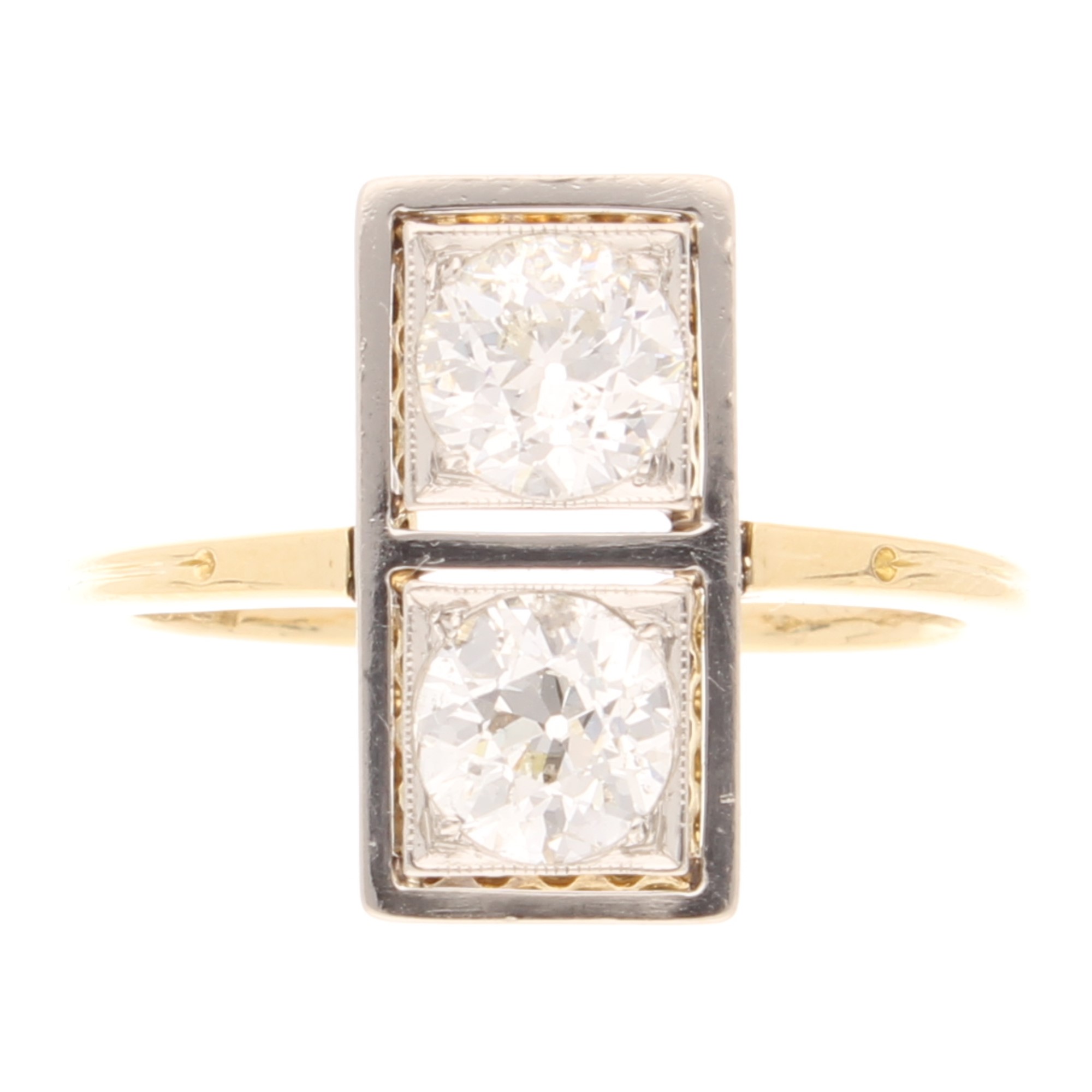 18Carat Yellow Gold 1.54ct Diamond Two-Stone Ring (Size R) 2x16mm (1) 18Carat Yellow Gold 1.54ct Diamond Two-Stone Ring (Size R) 2x16mm - Image 1
