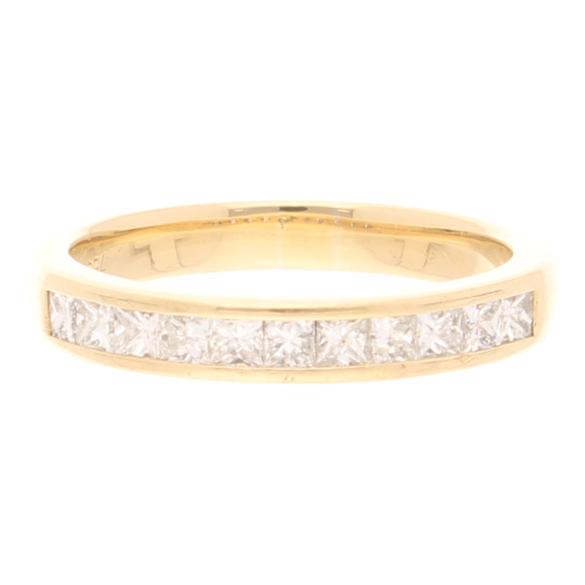 18Carat Yellow Gold 0.50ct Princess Cut Eternity Ring (Size L 12) 3mm Wide (1) 18Carat Yellow Gold 0.50ct Princess Cut Eternity Ring (Size L 1/2) 3mm Wide - Image 1