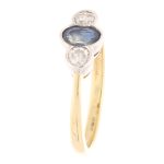 18Carat Yellow Gold Sapphire Solitaire w/ Diamond Accents Ring (Size N 1/2) 3.5x6.5mm Head - Image 3