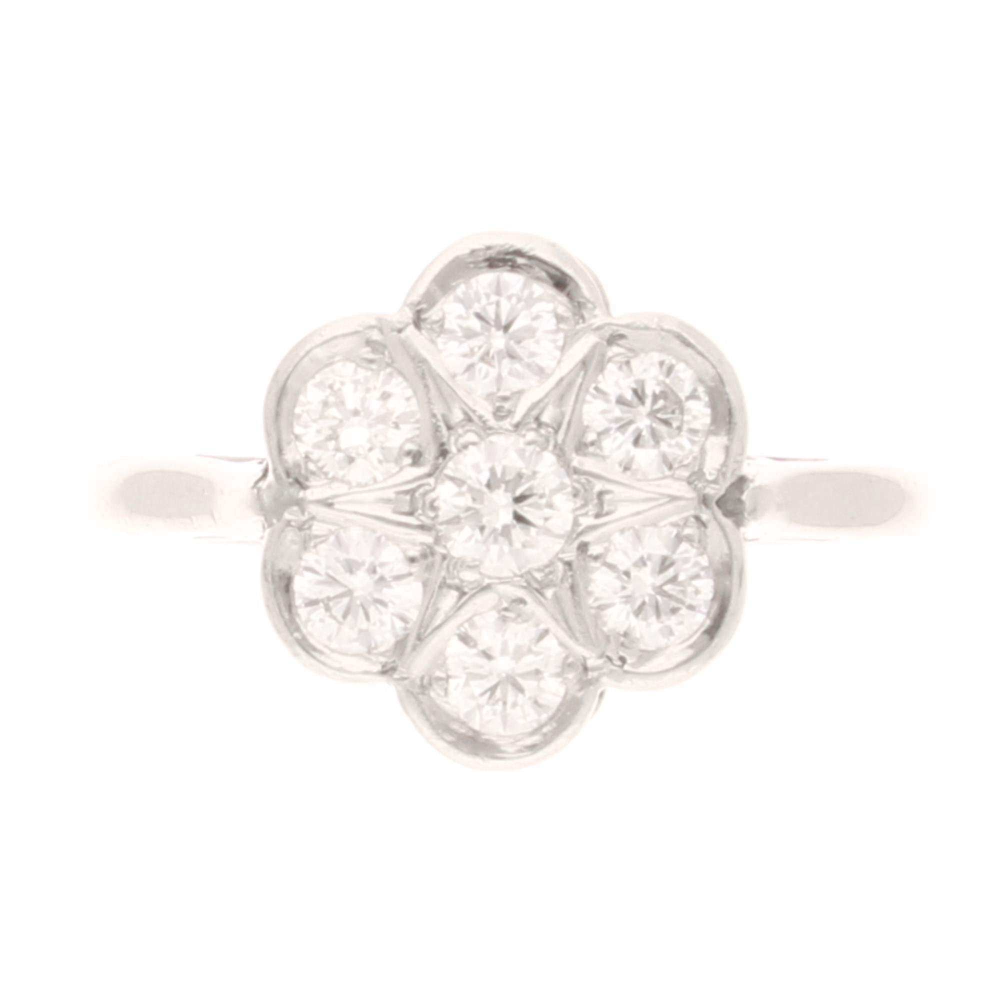 950 Palladium 0.50ct Diamond Daisy Cluster Ring (Size H 12) 10x11 (1) 950 Palladium 0.50ct Diamond Daisy Cluster Ring (Size H 1/2) 10x11.5mm - Image 1