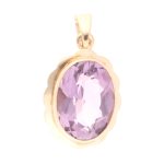 9Carat Yellow Gold Amethyst Solitaire Pendant (11x14.5mm)