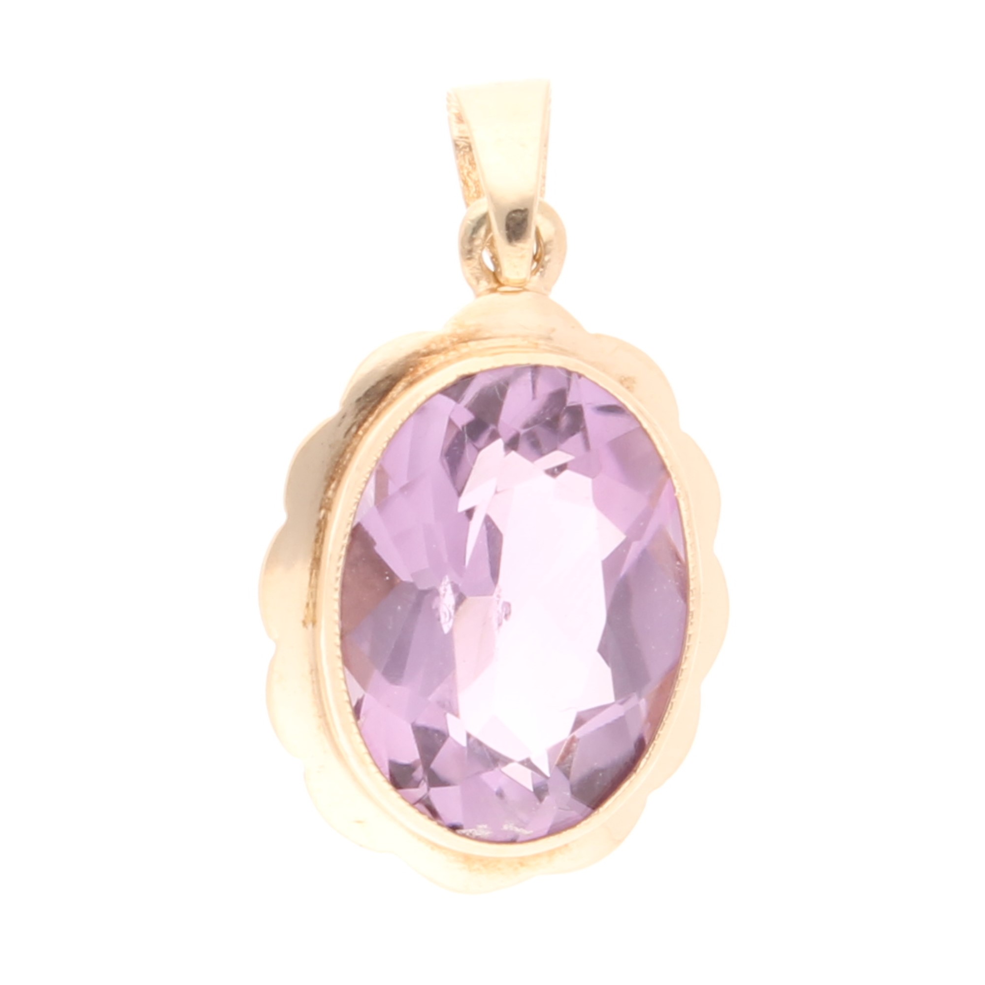 9Carat Yellow Gold Amethyst Solitaire Pendant (11x14 (1) 9Carat Yellow Gold Amethyst Solitaire Pendant (11x14.5mm) - Image 1