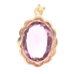 9Carat Yellow Gold Amethyst Solitaire Pendant (11x14.5mm) - Image 4