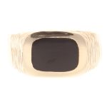 9Carat Yellow Gold Onyx Signet Ring (Size U) 11mm Widest