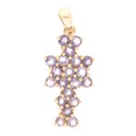 9Carat Yellow Gold Tanzanite Cluster Pendant (11.5x20.5mm)