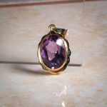 9Carat Yellow Gold Amethyst Solitaire Pendant (11x14.5mm) - Image 2