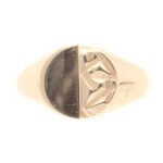 9Carat Yellow Gold Patterned Signet Ring (Size W) 11.5mm Widest
