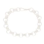 New! Sterling Silver 8.5" Love Heart Patterned Belcher Bracelet (9mm Wide)