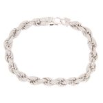 New! Sterling Silver 8.5" Simulated Diamond Rope Bracelet (7.5mm Wide)
