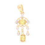 9Carat Yellow Gold Peridot & Diamond Pendant (10.5x21.5mm)