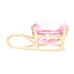 9Carat Yellow Gold Pink Topaz Solitaire Pendant (12mm Diameter) - Image 3