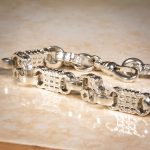 New! Sterling Silver 8.25" Stars & Bars Bracelet (10mm Wide) - Image 2